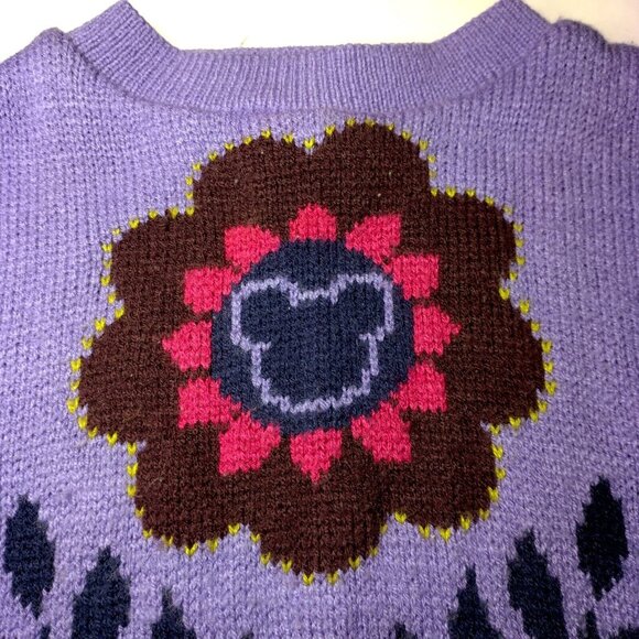 Mickey For Kids Sweater Girls S 4 Purple Pullover Mickey Mouse Vintage Flower - Picture 3 of 16